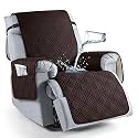 TAOCOCO 100% Waterproof Recliner Chair Cover, Oversized Recliner Covers for Large Recliner Chair with Double Straps, Non Slip Reclining Chair Cover for Kids, Pets(28'', Black)