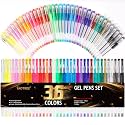Taotree Gel Pens for Coloring Books, 36 Colors Glitter Pens, 40% More Ink