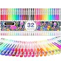 Taotree Glitter Gel Pens, 32 Colors Neon Glitter Pens, Colored Gel Markers