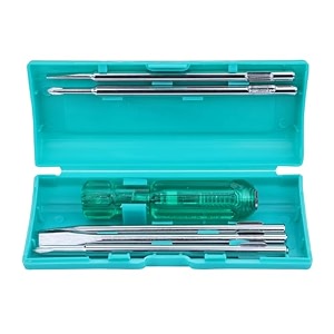 taparia model 802 screwdriver set  neon bulb tester included  tip sizes 60x08mm 35x05mm phillips 0 square poker phillips 1  high-grade steel blades with comfortable grip diy professional and industrial use