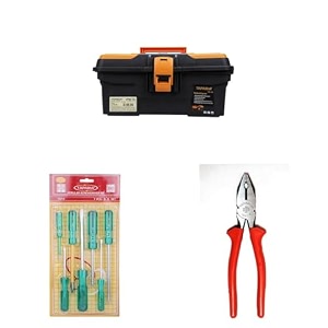 taparia ptb13 compact plastic tool box with organizer orange and black