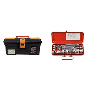 taparia ptb13 compact plastic tool box with organizer orange and black