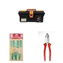 Taparia PTB13 Compact Plastic Tool Box with Organizer (Orange and Black)