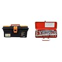 Taparia PTB13 Compact Plastic Tool Box with Organizer (Orange and Black)