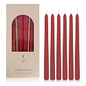 Tapered Dinner Candles, Pack of 6 – Soy &amp; Paraffin Wax Blend, 10-Inch Dripless Taper Candles with 7-Hr. Clean Burn – Smokeless Unscented Tapers for Weddings, Dinner Tables &amp; Home Decor – Red