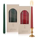 Tapered Dinner Candles - Soy &amp; Paraffin Blend, Cranberry &amp; Pine Harvest Candles with Long-Lasting 7-Hour Burn - Candle in Curated Colors Ideal Gift for Hosts, Brides &amp; Holiday Events-Red &amp; Green