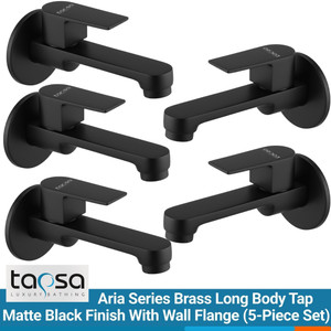 tapsa aria series long body tap blacktaps for bathroombathroom taps pack of 5 for bathroomkitchen with wall flange foam flow aerator brass disc bib tap faucet wall mount installation type
