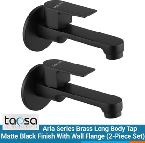 tapsa aria series long body tap blacktaps for bathroombathroom taps pack of 2 for bathroomkitchen with wall flange foam flow aerator brass disc bib tap faucet