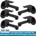 Tapsa Aria Series Long Body Tap Black|Taps For Bathroom|Bathroom Taps (Pack of 5) For Bathroom/Kitchen With Wall Flange, Foam Flow Aerator, Brass Disc Bib Tap Faucet (Wall Mount Installation Type)