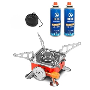 camping stove with cylinder  camping gas stove  camping stove  2800w ultra-light picnic cooking gas burner folding emergency stainless steel stove  2 gas refill