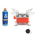 camping stove with cylinder | camping gas stove | Camping Stove – 2800W Ultra-Light Picnic Cooking Gas Burner, Folding Emergency Stainless Steel (Stove + Butane)