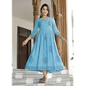 TARANJAL Women39s Rayon Anarkali Hand Block Printed