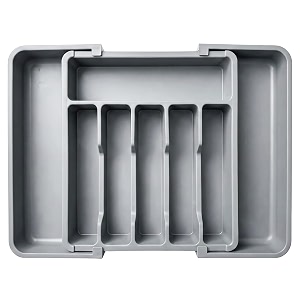 drawer organizer traykitchen expandable utensil trayadjustable utensil organizercutlery silverware flatware holderdivider for spoons forks knives tableware grey 1 pcs