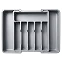 Drawer Organizer Tray/Kitchen Expandable Utensil Tray/Adjustable Utensil Organizer/Cutlery Silverware Flatware Holder/Divider for Spoons Forks Knives Tableware (Grey, 1 PCS)