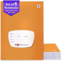 Target Publications Small Notebooks Four Line (172 Ruled Pages) | Soft Brown Cover | 18 cm x 24 cm Approx | Red and Blue Line Writing Practice Books with Page Numbers | Pack of 6 Books | GSM 58 Regular Notebook Ruled Pages 10