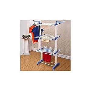 3 layer steel jumbo clothes drying foldable rack with 2 poles