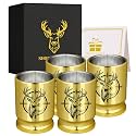 Targeting Golden Deer Head Shot Glasses – Set of 4, Hunting Gifts for Men