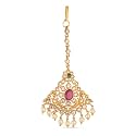 TARINIKA Antique Gold Maang Tikka Indian Headpiece Jewelry for Wedding &amp; Festive Occasions | CZ Stone &amp; Brass Alloy | Traditional Hair Accessories for Women (Idris(White Red Green))