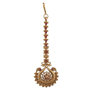 tarinika antique maang tikkanethi chutti for women gold plated brass amp cz stones head jewelry traditional wedding mang tikka festive amp bridal accessory