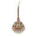 TARINIKA Antique Maang Tikka(Nethi chutti) for Women, Gold Plated Brass & CZ Stones Head Jewelry, Traditional Wedding Mang tikka Festive & Bridal Accessory