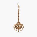 TARINIKA Antique Maang Tikka(Nethi chutti) for Women, Gold Plated Brass & CZ Stones Head Jewelry, Traditional Wedding Mang tikka Festive & Bridal Accessory