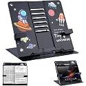 TARKAN Metal Book Stand for Table, Adjustable 6-Height Reading Stand with Anti-Skid Base, Space Theme, 51 cm Expandable (Black)