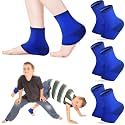 Tarpop 3 Pair Girls Ankle Brace Compression Sleeves, Blue, Medium