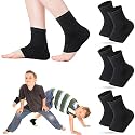 Tarpop 3 Pair Girls Ankle Brace Compression Sleeves, Black, Large