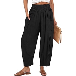 TARSE Womens Linen Wide Leg Pants Baggy