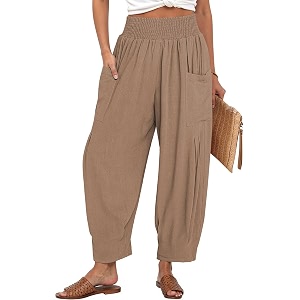 TARSE Womens Linen Wide Leg Pants Baggy