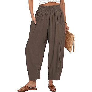 TARSE Womens Linen Wide Leg Pants Baggy
