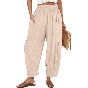TARSE Womens Linen Wide Leg Pants Baggy