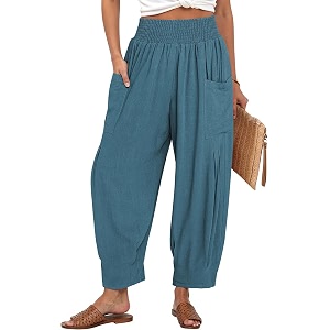 TARSE Womens Linen Wide Leg Pants Baggy