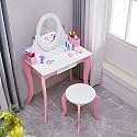 TARSHYRY Vanity Set with Mirror & Stool, Makeup Vanity Desk for Little Girls, Children’s Dressing Table with Drawer for Fashion & Role