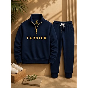 tarsier boys amp girls high neck zipper sweatshirtampsweatpant long sleeve winter wear loopnet fleece