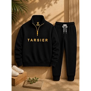 tarsier boys amp girls high neck zipper sweatshirtampsweatpant long sleeve winter wear loopnet fleece