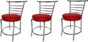 tarun dining chair restaurant hotel chair leatherette dining chair set of 3 finish color - red
