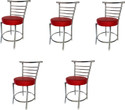Tarun Steel Dining/Restaurant/Cafe/Home/Office/Study Chair Leatherette Dining Chair (Set of 5, Finish Color - RED)