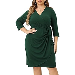 TASHVIKAS Womens Wrap V-Neck Plus Size Maxi