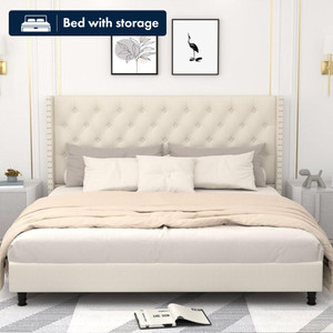 Taskwood Furniture Fabric Queen Size Bed With