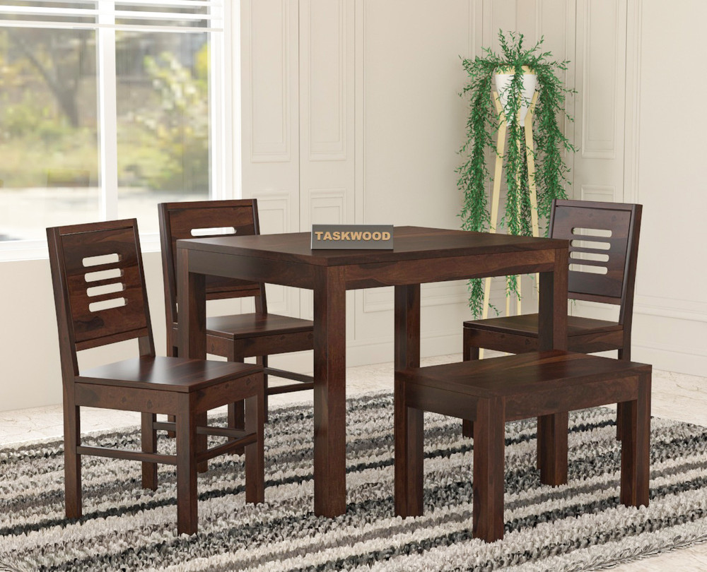 Taskwood Furniture Solid Sheesham Wood Four Seater Dining Set For ...
