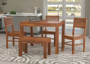 taskwood furniture solid sheesham wood four seater dining set for dining room  restaurant solid wood 4 seater dining set