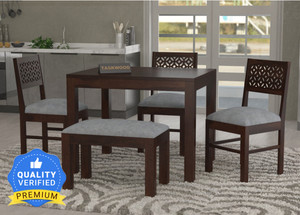 taskwood furniture solid sheesham wood four seater dining set for dining room  restaurant solid wood 4 seater dining set