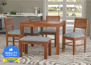 taskwood furniture solid sheesham wood four seater dining set for dining room  restaurant solid wood 4 seater dining set