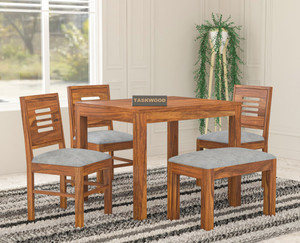 taskwood furniture solid sheesham wood four seater dining set for dining room  restaurant solid wood 4 seater dining set