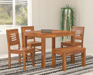 taskwood furniture solid sheesham wood four seater dining set for dining room  restaurant solid wood 4 seater dining set