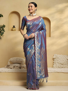 Tasrika Printed Banarasi Silk Blend Saree