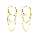 Tassel Chain Drop Dangle Small Hoop Earrings for Women Girls 925 Sterling Silver Huggie Helix Cartilage Tragus Daith Piercing Cuff Minimalist Fashion Personalized Punk Jewelry