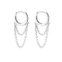 Tassel Chain Drop Dangle Small Hoop Earrings for Women Girls 925 Sterling Silver Huggie Helix Cartilage Tragus Daith Piercing Cuff Minimalist Fashion Personalized Punk Jewelry