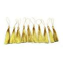 Tassels Banarasi Ethnic Golden Zari Material Size 8 cm. with Loop for Dress, Decorations, Art Craft Work, Hangings, Projects, Bags, Borders, Torans - Pack of 10 pc